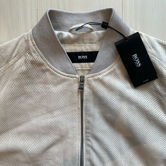 NEW Hugo Boss Mens Suede Leather Bomber Jacket - Picture 5 of 14